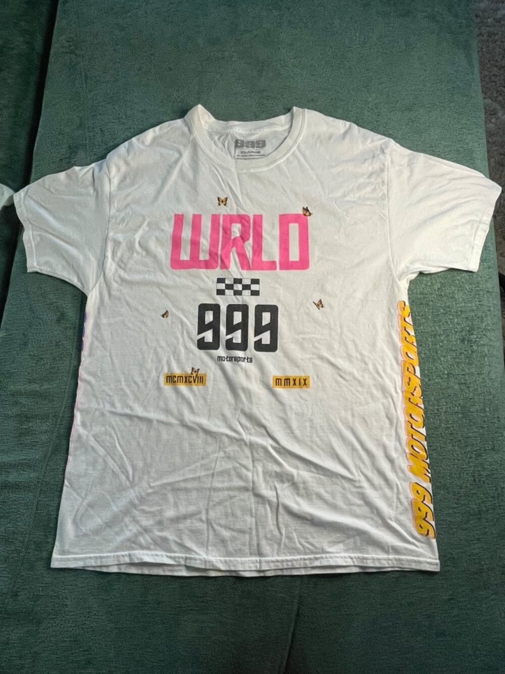 Juice WRLD 999 Motorsports Graphic T-Shirt XL White Cotton Legends Never Die